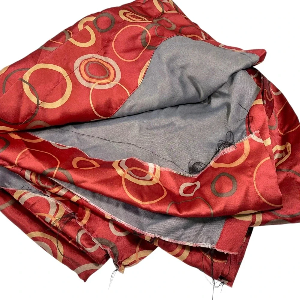 2 Panels 55x80 Red Curtain Panels Geometric Circles Mid Century Modern Retro
